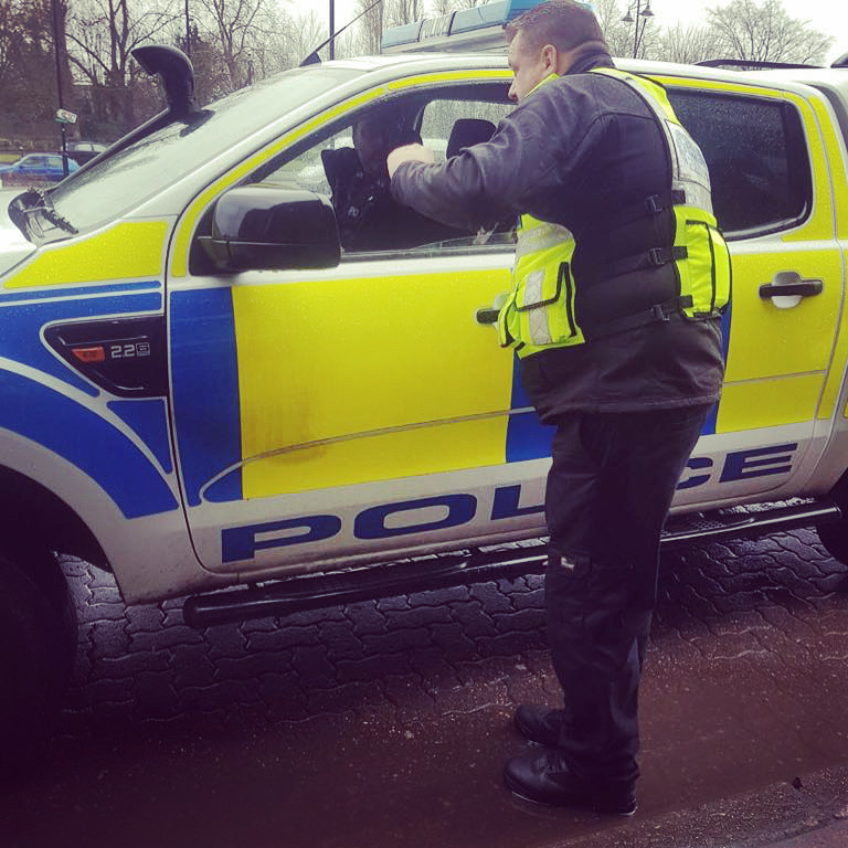 BID ranger liaising with West Midlands Police — partnership working in town centre